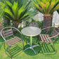 BTExpert 27.5" Round Stainless Steel Table + 3 Bronze Slat Chairs, Indoor Outdoor Commercial Lightweight