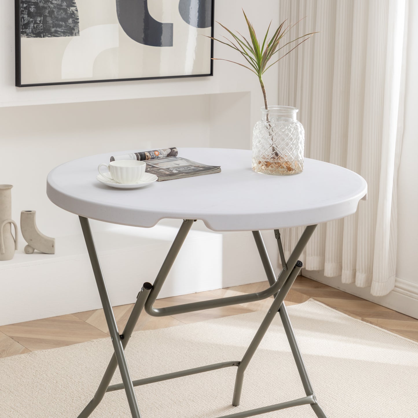 BTExpert 32" Round Folding Table, 30" High – Commercial Portable for Wedding, Party, Indoor/Outdoor Dining & Events - Set of 5