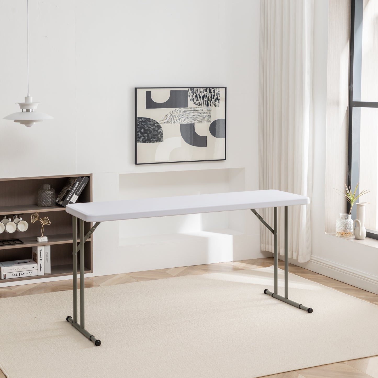 BTExpert 5-Foot - 60" long White Plastic Folding Table Portable 18" Wide, 29" High, events indoor outdoor lightweight - Set of 10