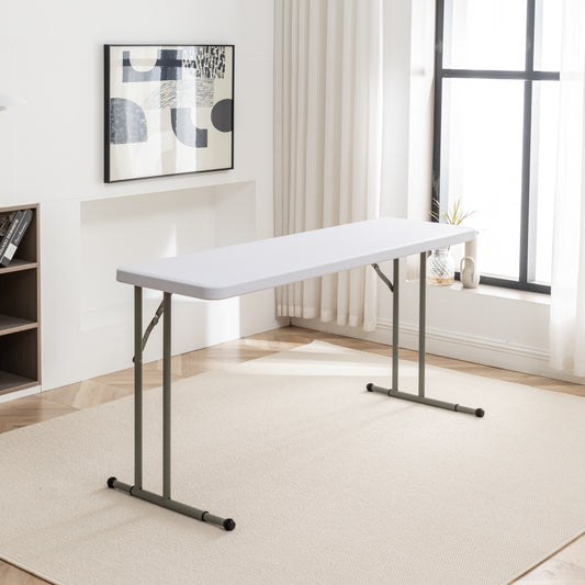 BTExpert 5-Foot - 60" - Long White Plastic Folding Seminar Training Portable Table