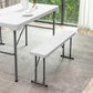 BTExpert 3-Piece Set Plastic Portable Folding Beer Picnic Table & Two Benches Seats Foldable