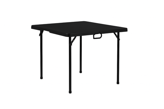 BTEXPERT 34" Bi-Folding Commercial Fold in Half Square Table Heavy Duty Portable Plastic Dining Card Table w Handle for Indoor Outdoor Kitchen Party Wedding Event Black Set of 2