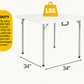 BTEXPERT 34" Bi-Folding Commercial Fold in Half Square Table Heavy Duty Portable Plastic Dining Card Table w Handle for Indoor Outdoor Kitchen Party Wedding Event White Set of 5