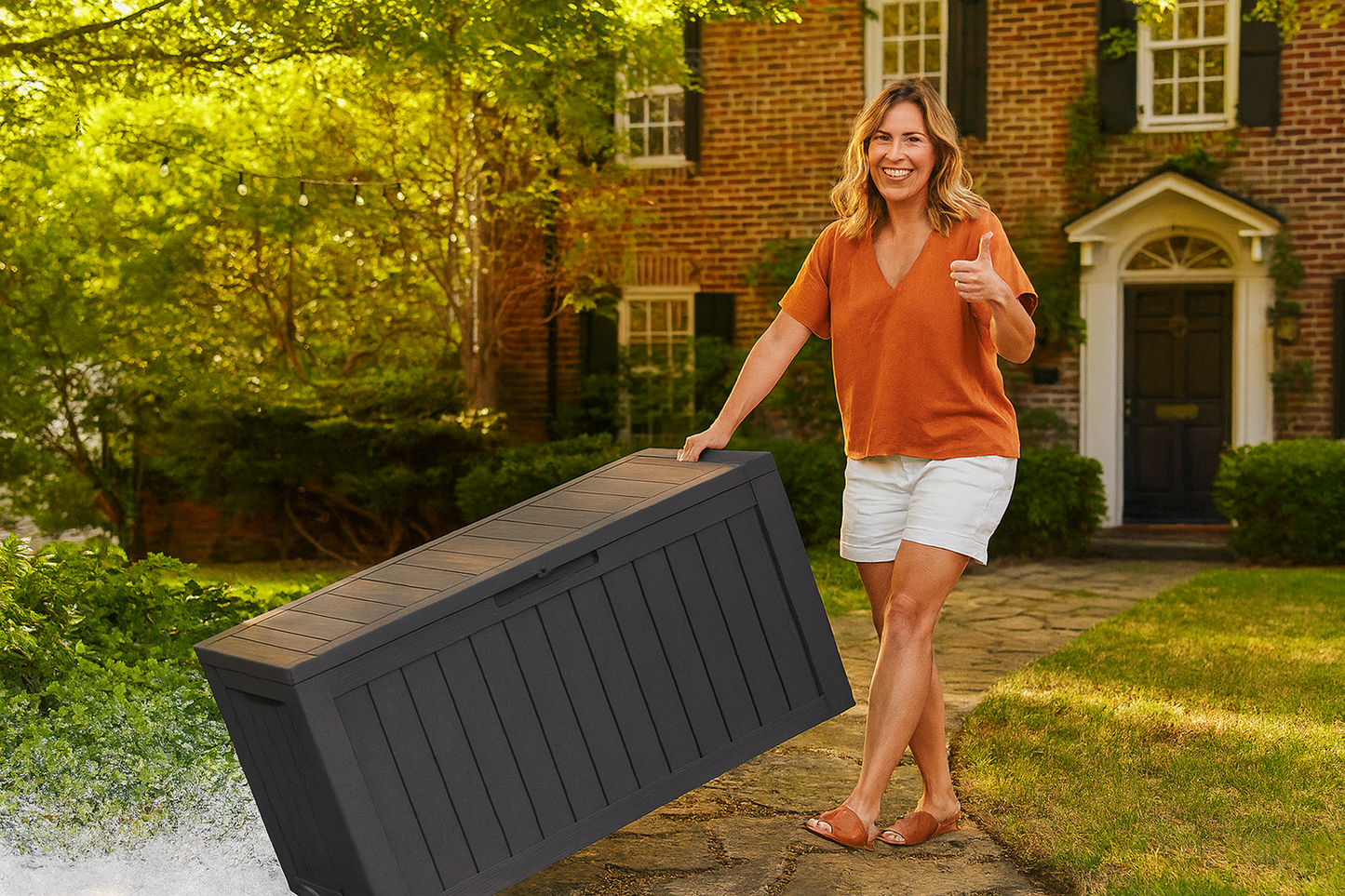 BTEXPERT 75 Gallon Outdoor Storage Container Deck Box for Patio Furniture Garden Tools Cushions Sports Equipment Waterproof Lockable Stainless Steel insert UV Resistant