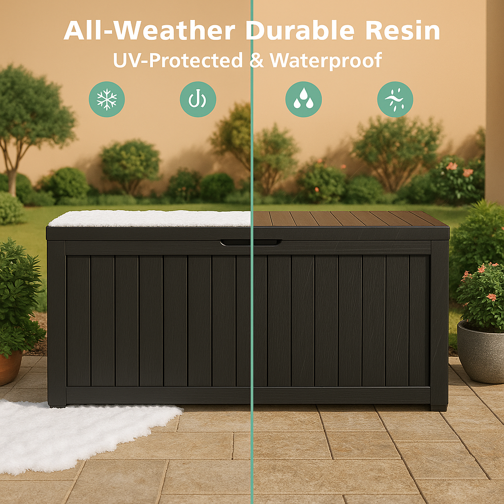 BTEXPERT 75 Gallon Outdoor Storage Container Deck Box for Patio Furniture Garden Tools Cushions Sports Equipment Waterproof Lockable Stainless Steel insert UV Resistant