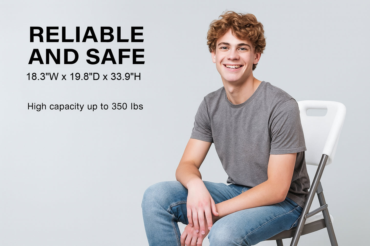 BTEXPERT White Folding Chair Steel Frame Commercial Foldable HDPE Event Chair Indoor Outdoor Wedding Party Picnic Kitchen Dining School Set of 50