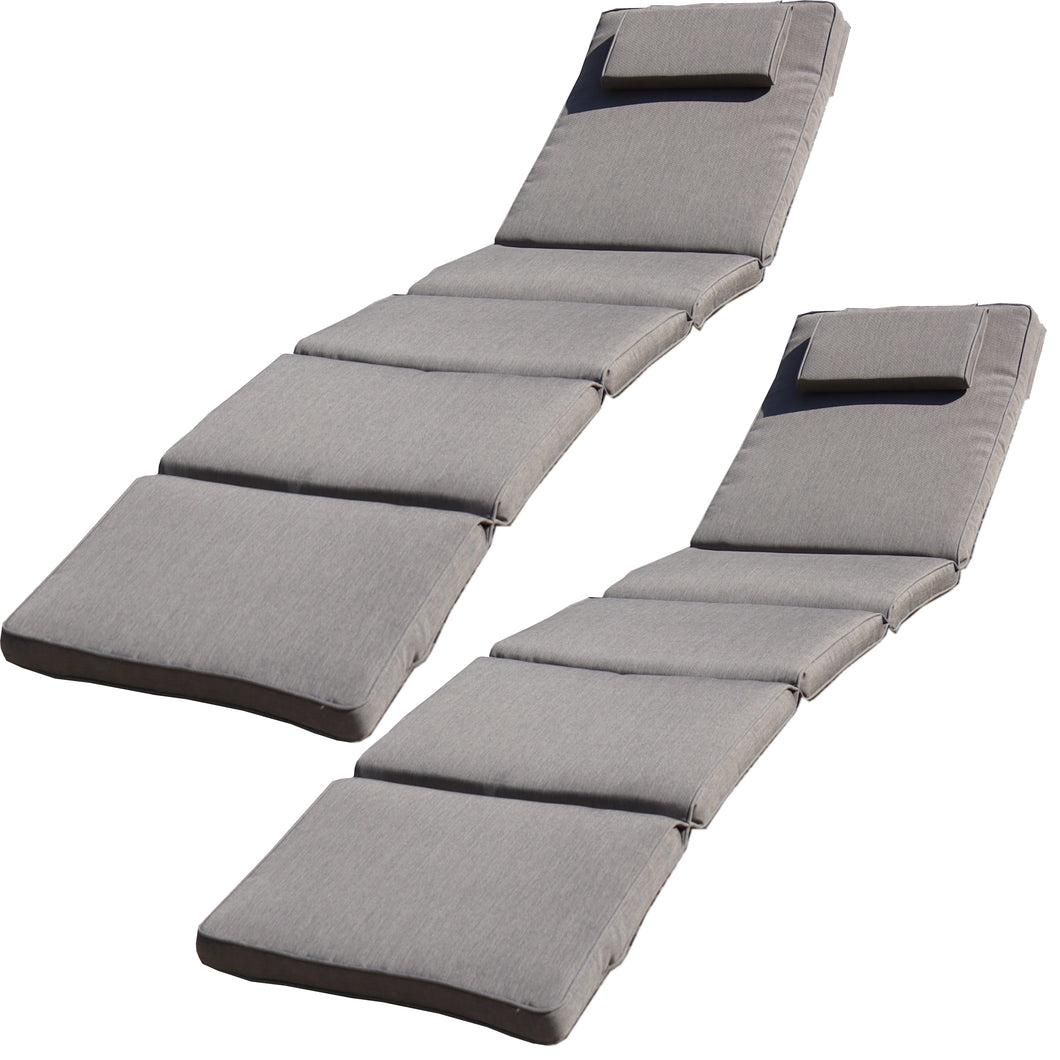 BTEXPERT Set of 2 Folding Outdoor Chaise Cushion Patio Lounger Padding for Deck Lawn Garden Backyard Balcony Terrace- Light Brown