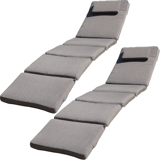 BTExpert Set of 2 Folding Outdoor Chaise Cushions Patio Lounger Padding for Deck, Lawn, Garden, Balcony, Terrace (Light Brown)
