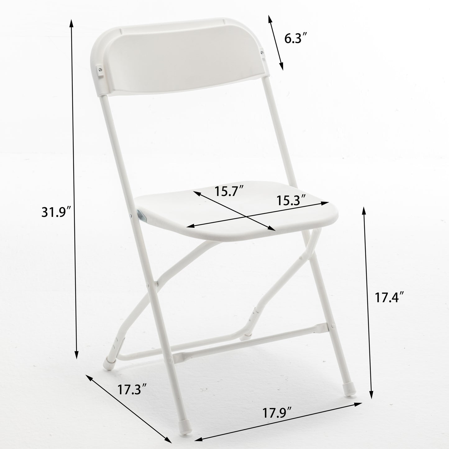 BTExpert White Plastic Folding Chair Steel Frame High Capacity  lightweight Set for  Kitchen Dining Church School - Set of 20