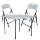 BTEXPERT 3 Pcs Folding Card Table Picnic Chair Set 34" Square Granite White Plastic Table 2 Adult Chairs Board Game Nights Party Home Indoor Outdoor
