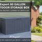 BTEXPERT 80 Gallon Deck Box Outdoor Storage Container with Steel Insert for Patio Furniture Garden Tools Cushions Pool Supplies Sports Equipment Waterproof Lockable UV Resistant Resin