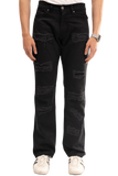 NOVASTILE Men’s Black Ripped Jeans Rigid Distressed Straight Leg Denim Pants Casual Streetwear Mid Rise Loose Relaxed Fit 5 Pocket Comfortable Everyday Wear Urban Style Trendy Fashion M1 Black 28