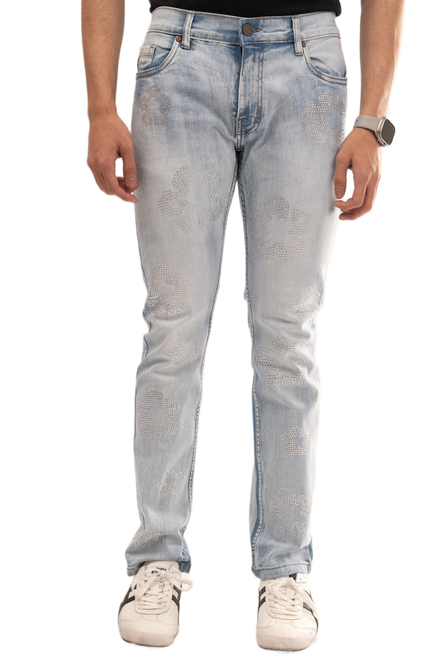 NOVASTILE M3 Rhinestone Jeans - Light Blue