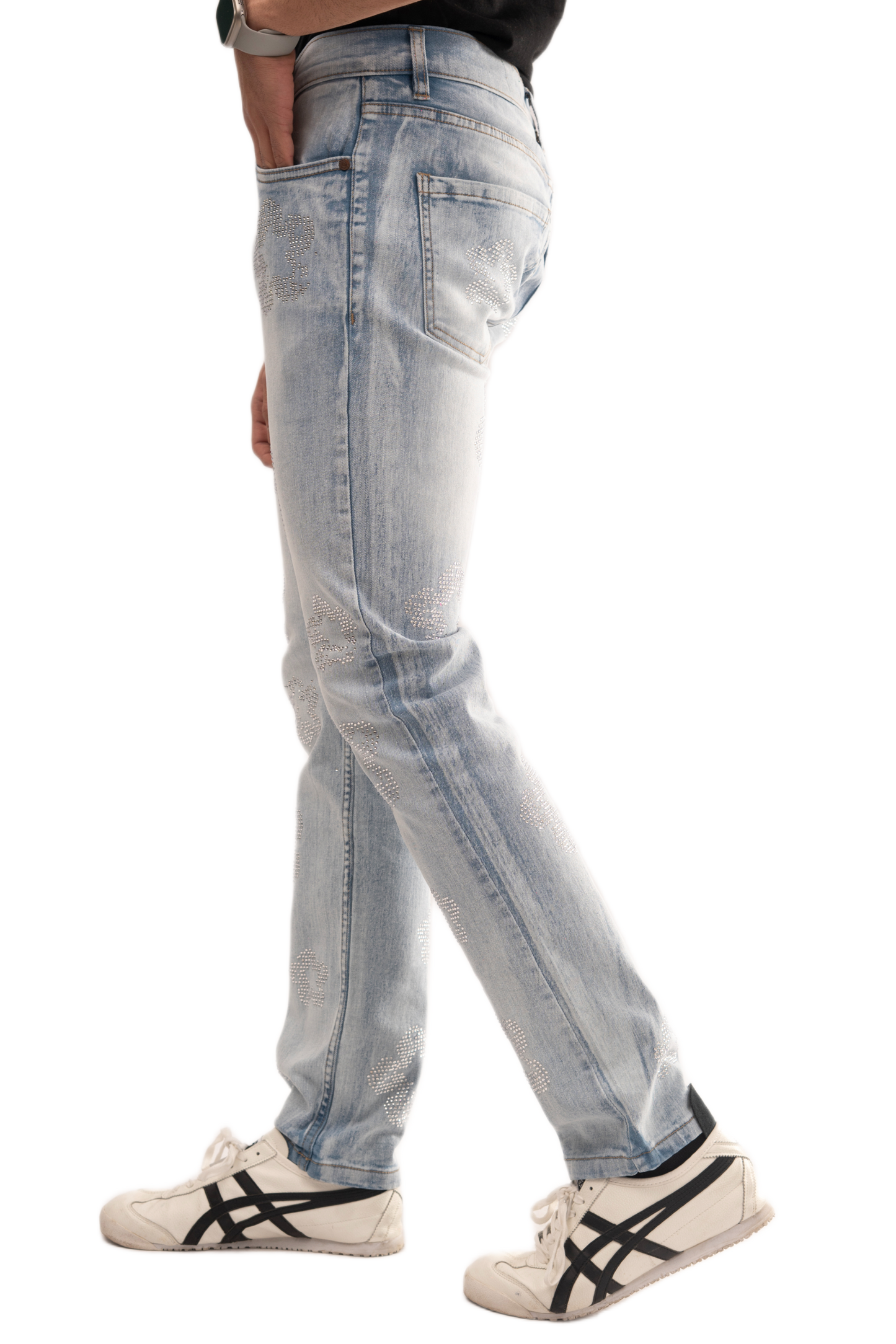 NOVASTILE M3 Rhinestone Jeans - Light Blue