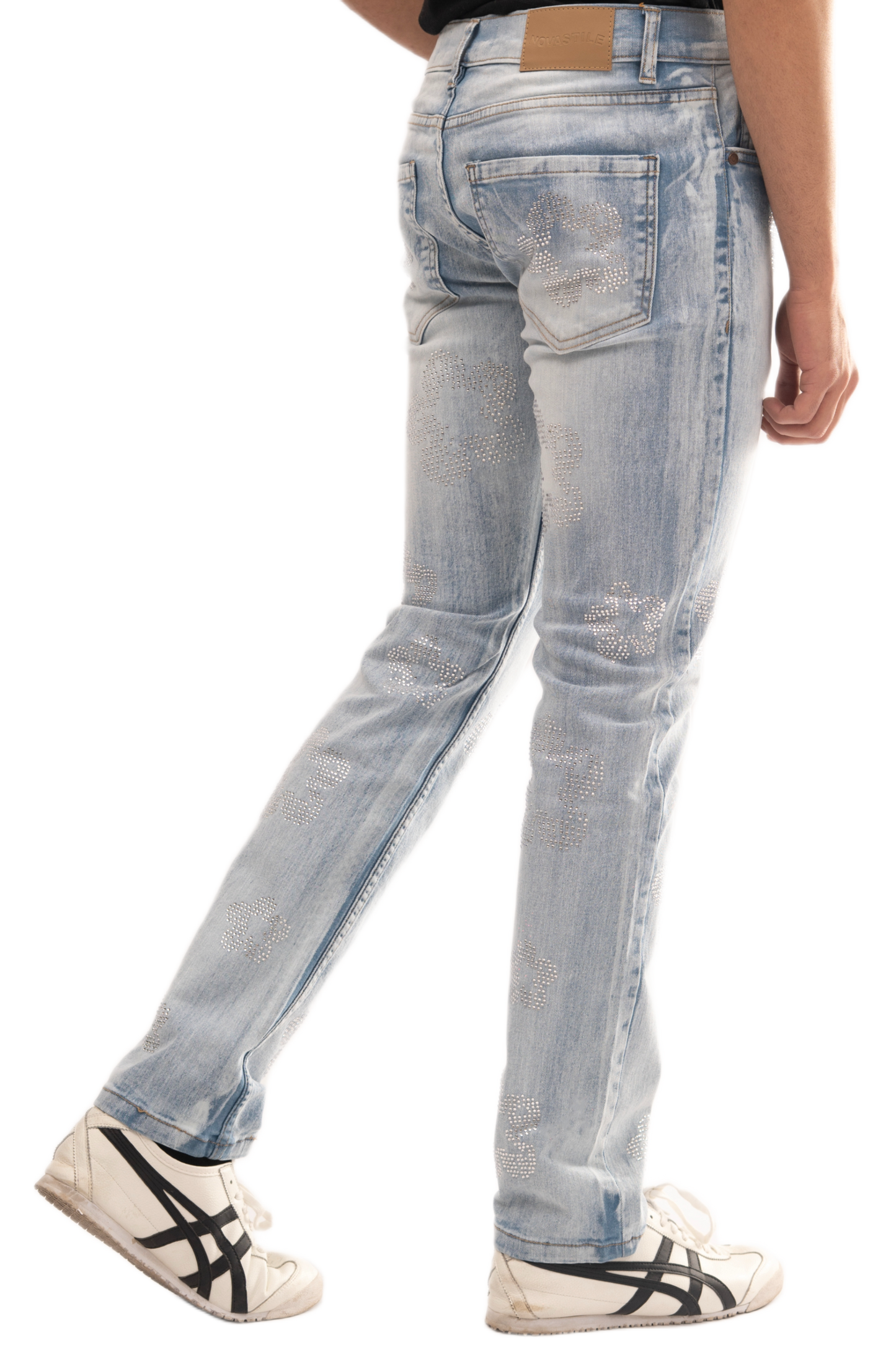 NOVASTILE M3 Rhinestone Jeans - Light Blue