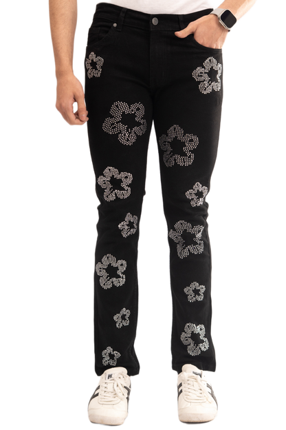 NOVASTILE M3 Rhinestone Jeans - Black