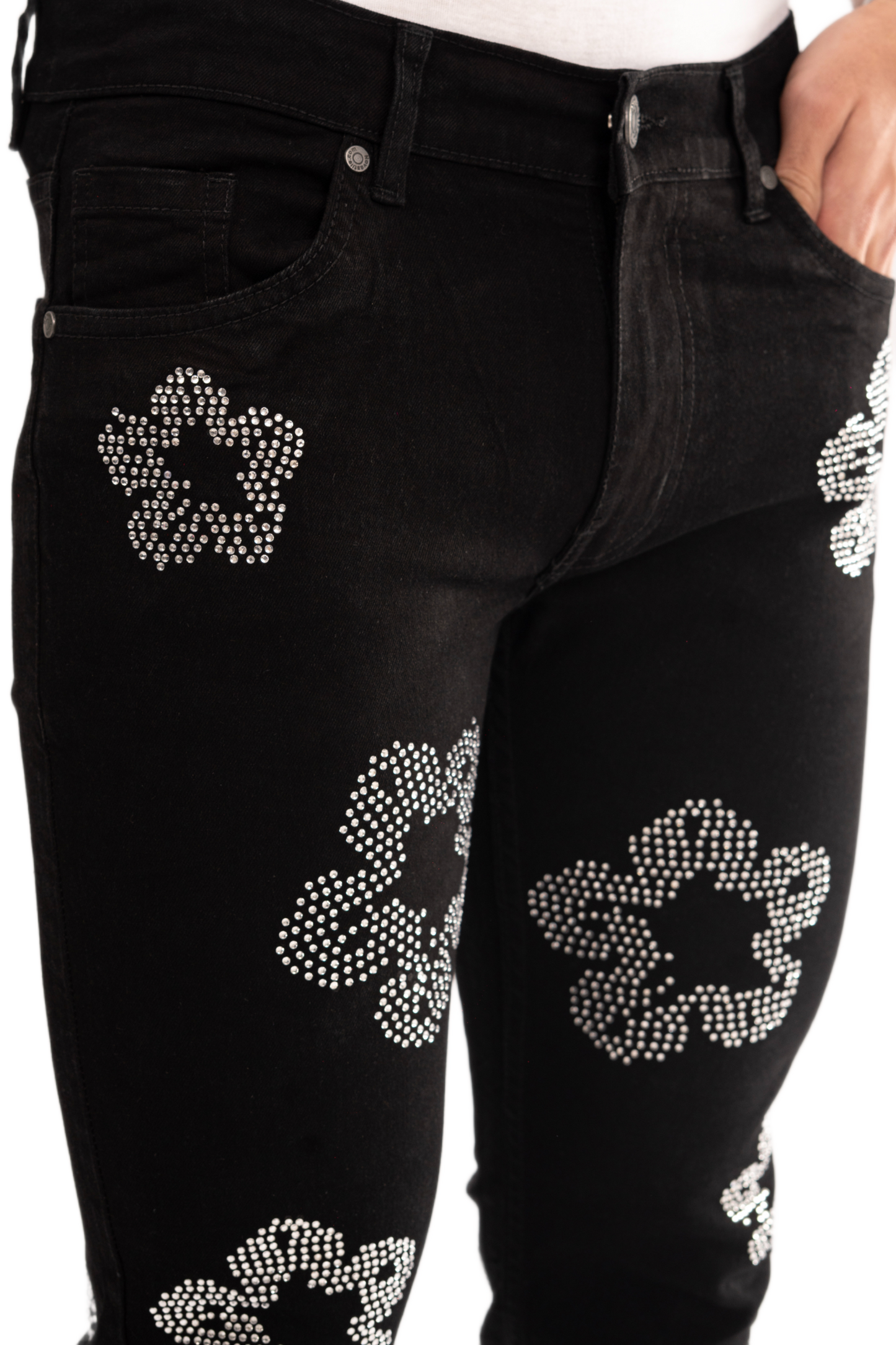 NOVASTILE M3 Rhinestone Jeans - Black