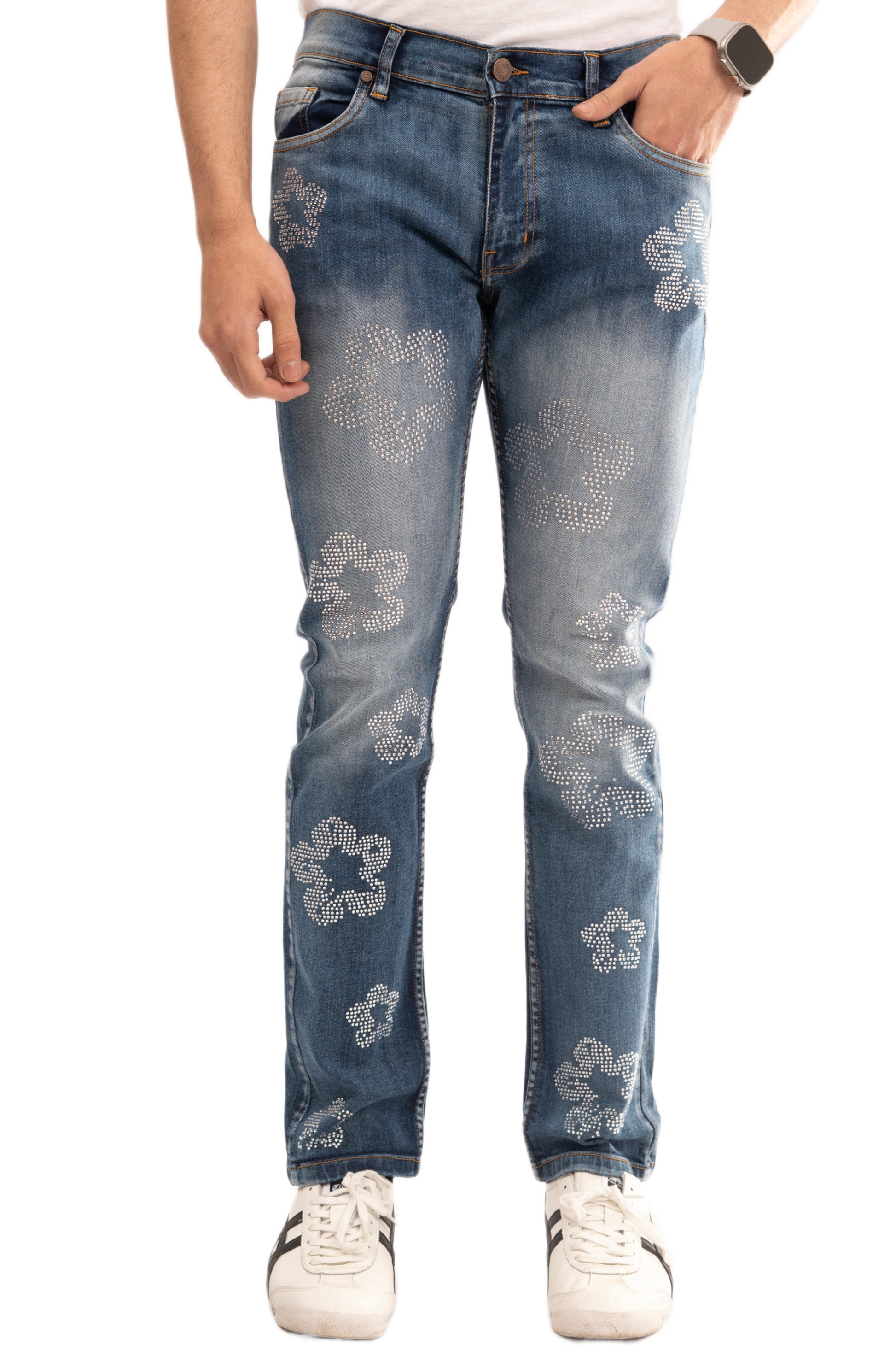 NOVASTILE M3 Rhinestone Jeans - Blue