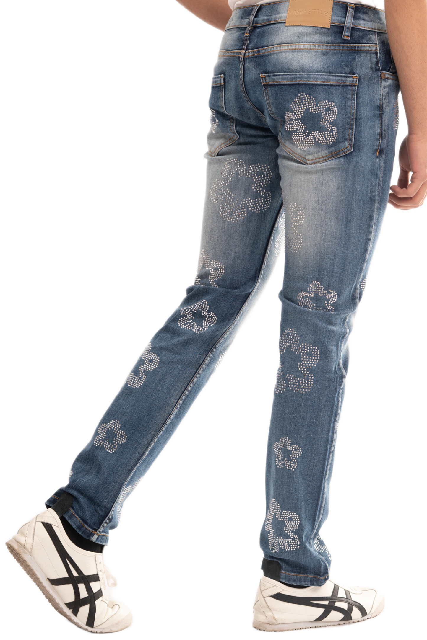 NOVASTILE M3 Rhinestone Jeans - Blue