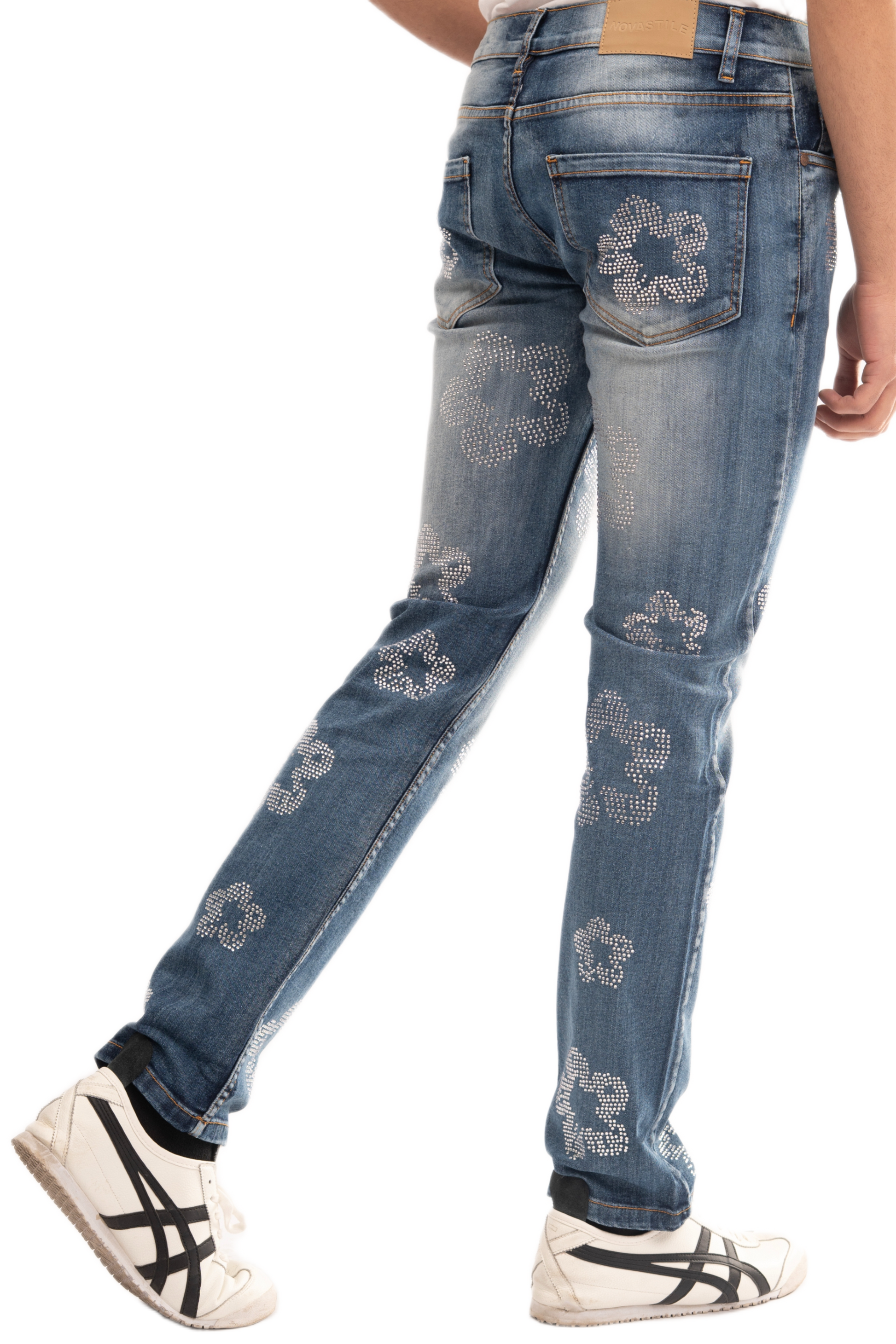 NOVASTILE M3 Rhinestone Jeans - Blue