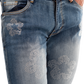 NOVASTILE Men’s Rhinestone Embellished Stretch Jeans Floral Studded Denim Pants Slim fit Straight leg Washed Blue Y2K Fashion Statement Designer Style Casual Party Wear M3 Blue 34