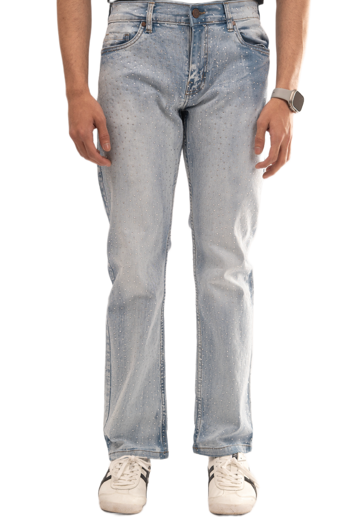 NOVASTILE M4 Rhinestone Jeans - Light Blue