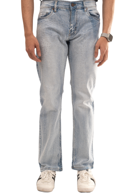 BTEXPERT M4 Rhinestone Jeans - Light Blue