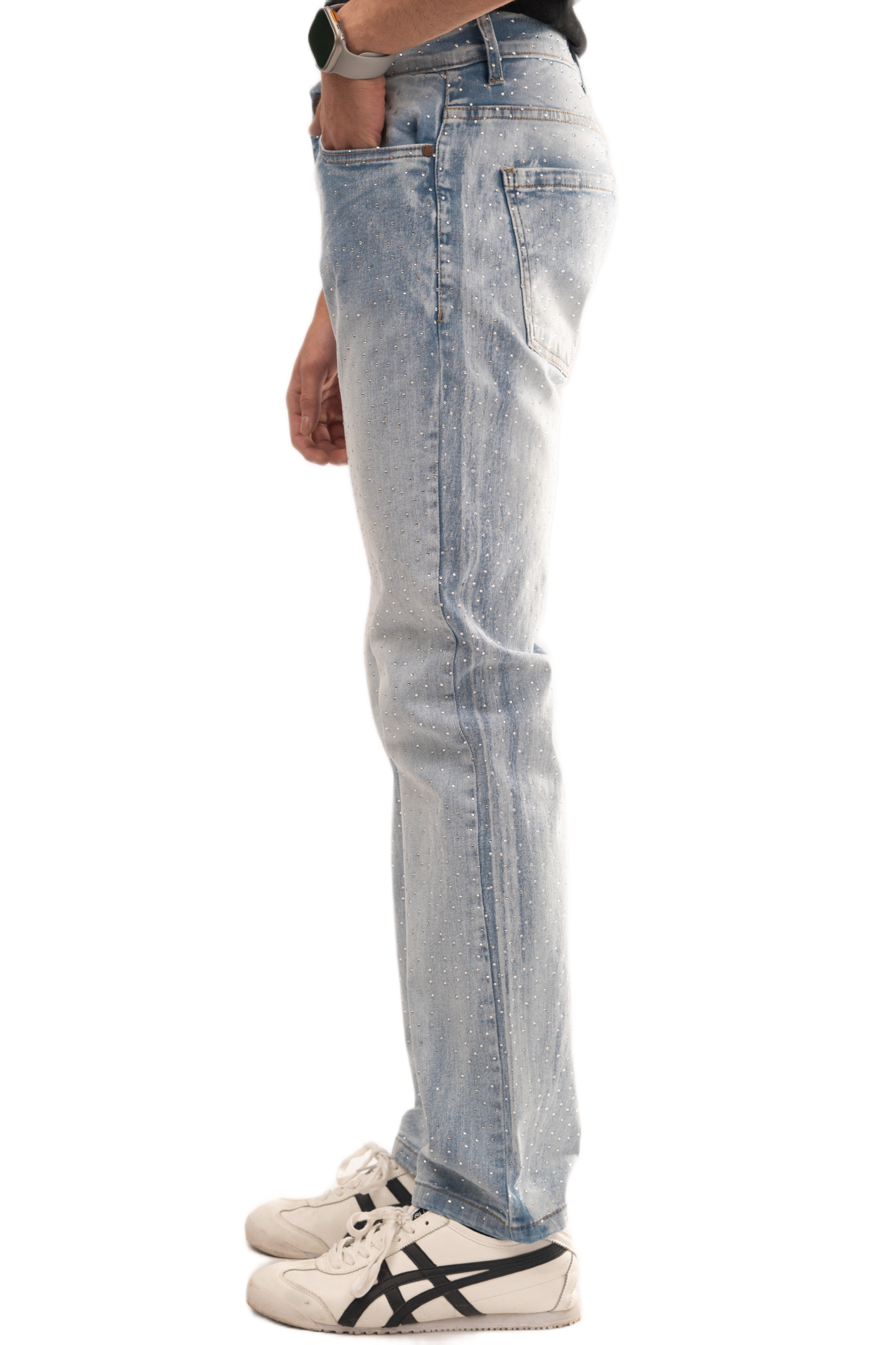 NOVASTILE M4 Rhinestone Jeans - Light Blue
