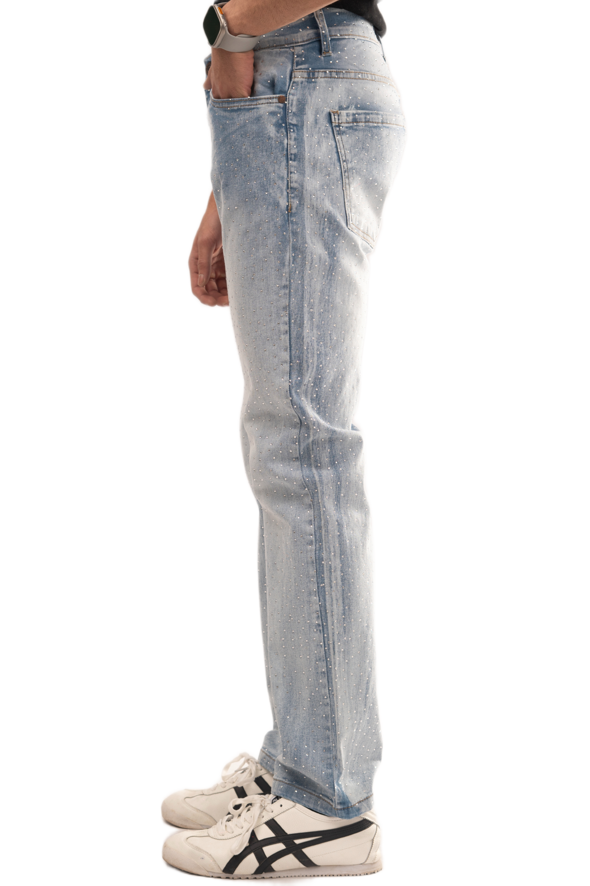 NOVASTILE M4 Rhinestone Jeans - Light Blue
