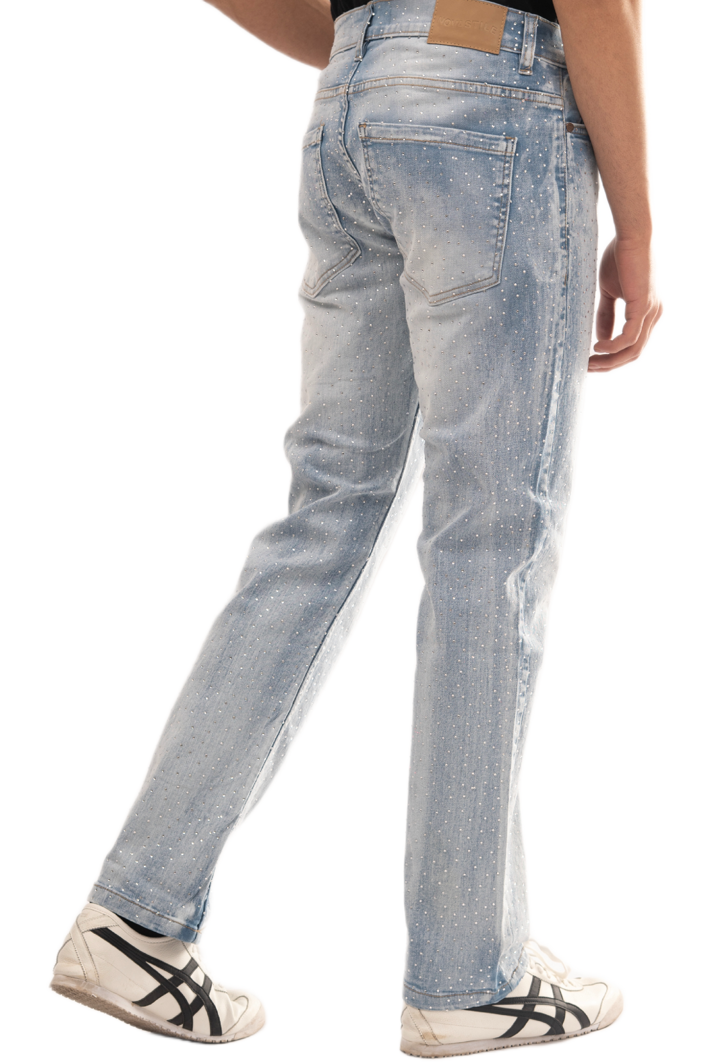 NOVASTILE M4 Rhinestone Jeans - Light Blue
