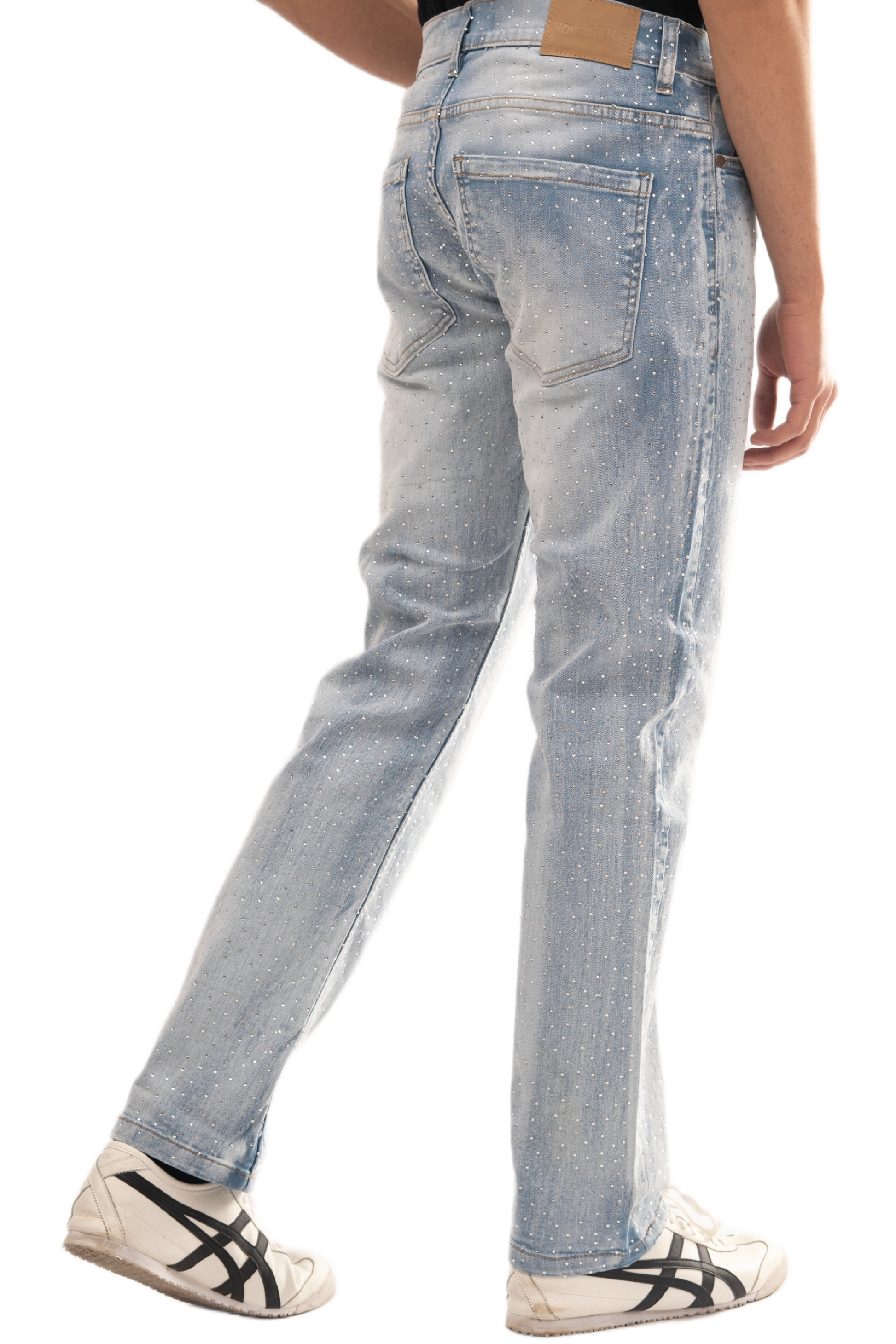 NOVASTILE M4 Rhinestone Jeans - Light Blue