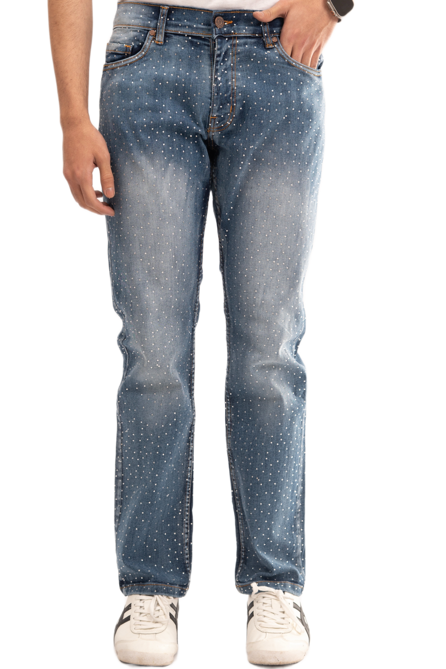 NOVASTILE M4 Rhinestone Jeans - Blue