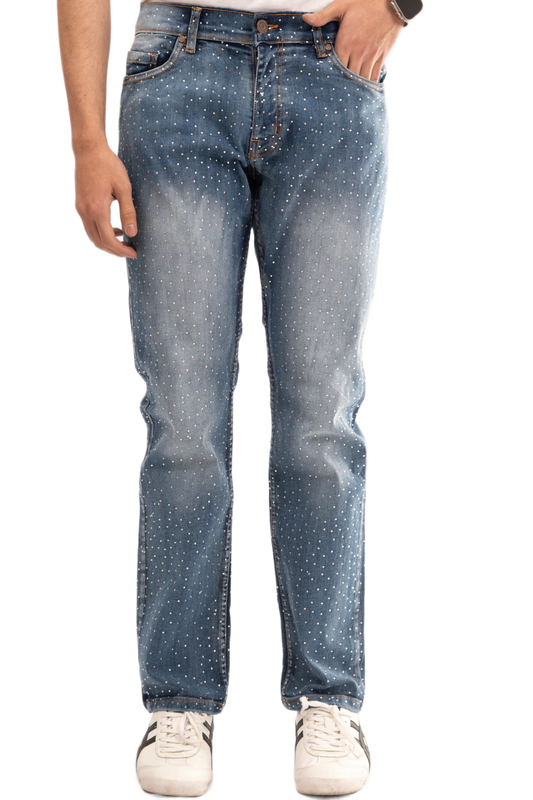BTEXPERT M4 Rhinestone Jeans - Blue