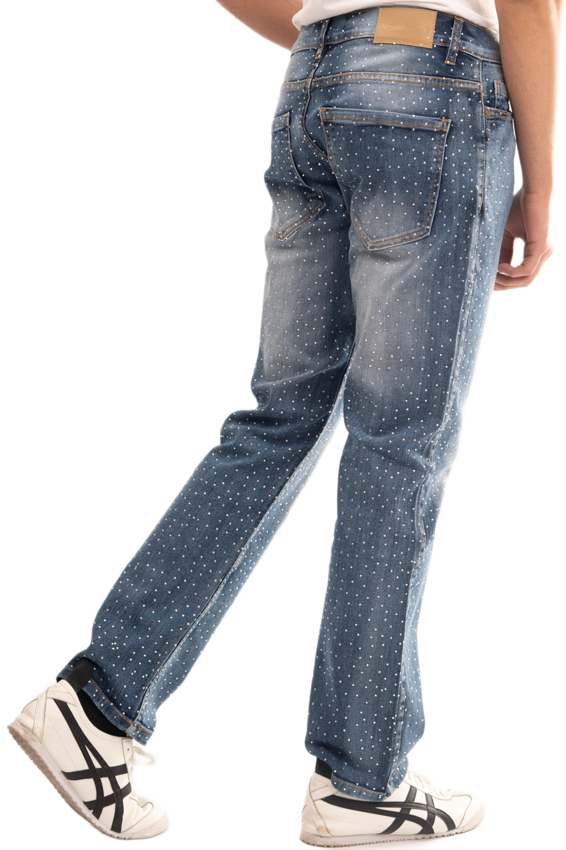 NOVASTILE M4 Rhinestone Jeans - Blue