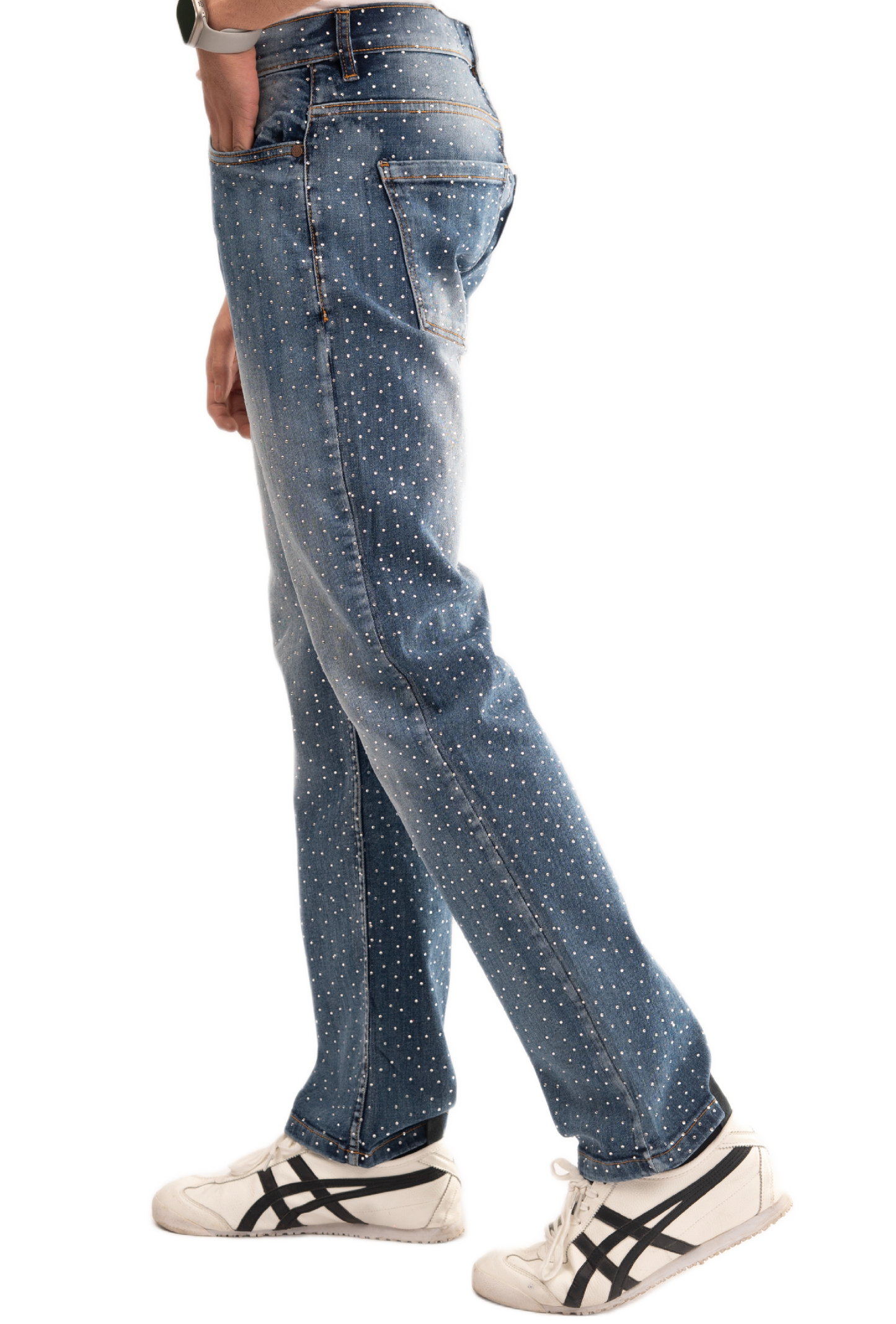 NOVASTILE M4 Rhinestone Jeans - Blue