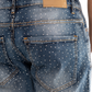 BTEXPERT Mens Rhinestone Jeans Straight Fit Stretch Denim Pants Blue Wash Studded All Over Embellished Designer Fashion Streetwear Casual Statement Comfortable Daily Wear M4 Blue 38