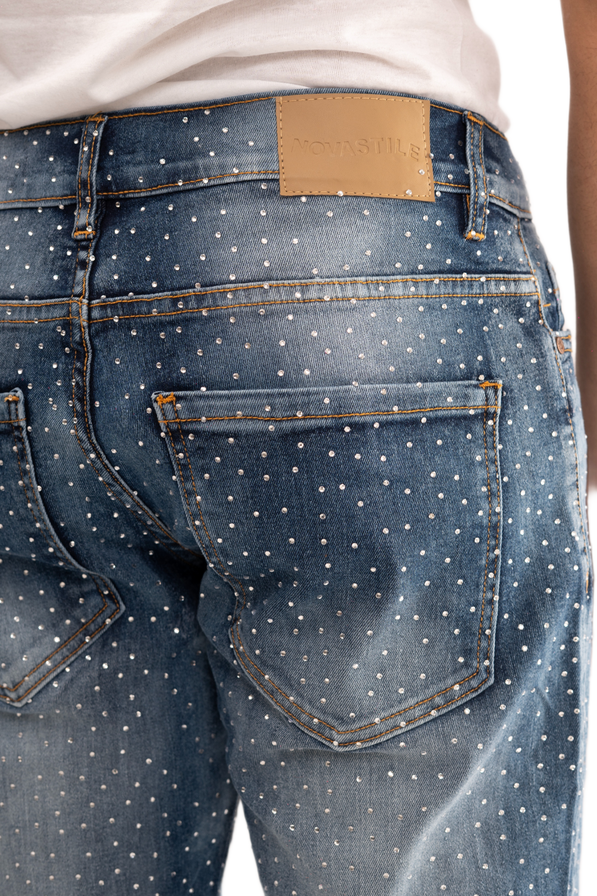 NOVASTILE M4 Rhinestone Jeans - Blue