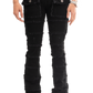 NOVASTILE Slim fit Straight leg Stretch Denim Jeans Cargo Pockets Distressed All Over Frayed Ripped Patchwork Stacked Design Streetwear Statement Pants Men M5 Black 28