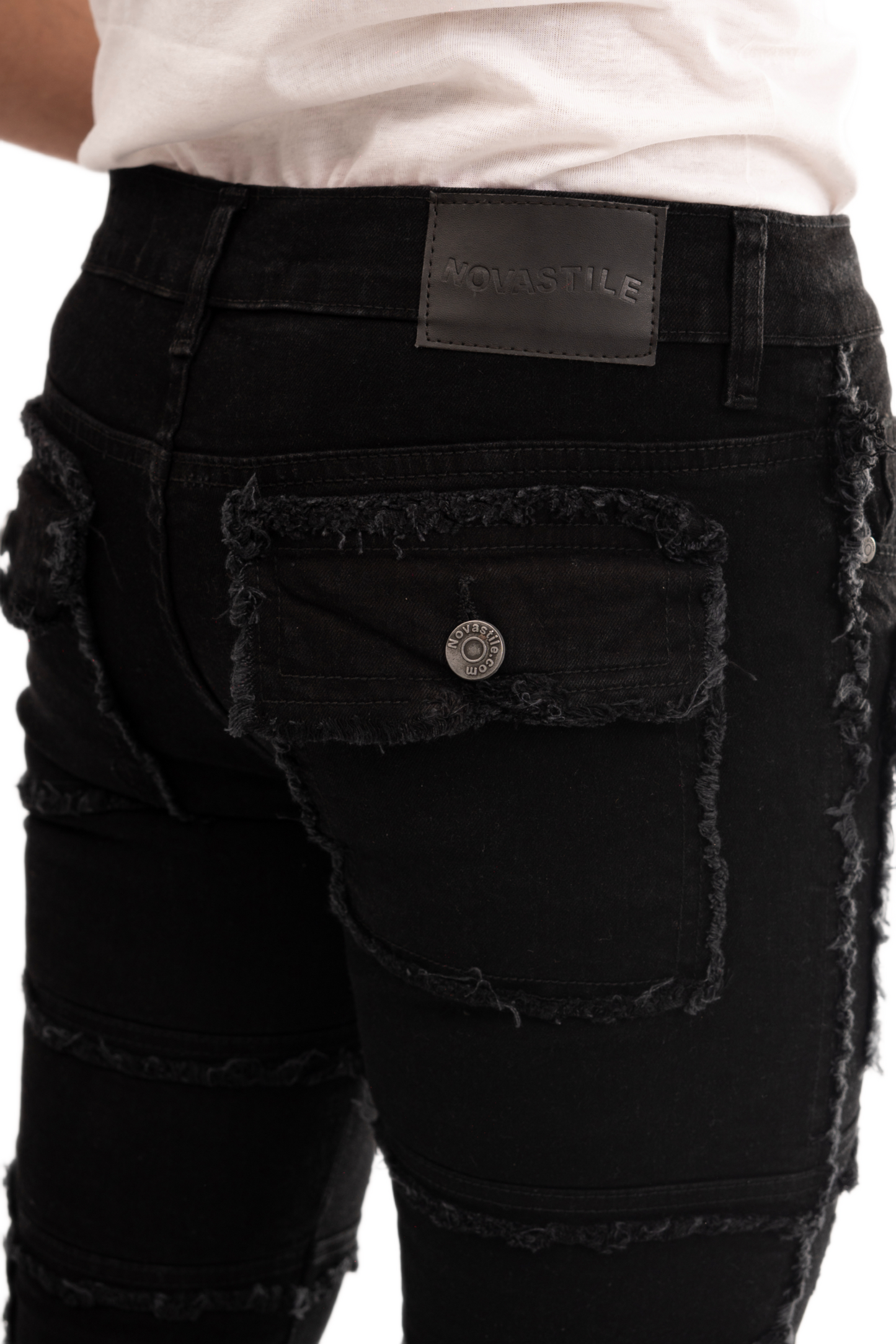 NOVASTILE M5 Rhinestone Jeans - Black