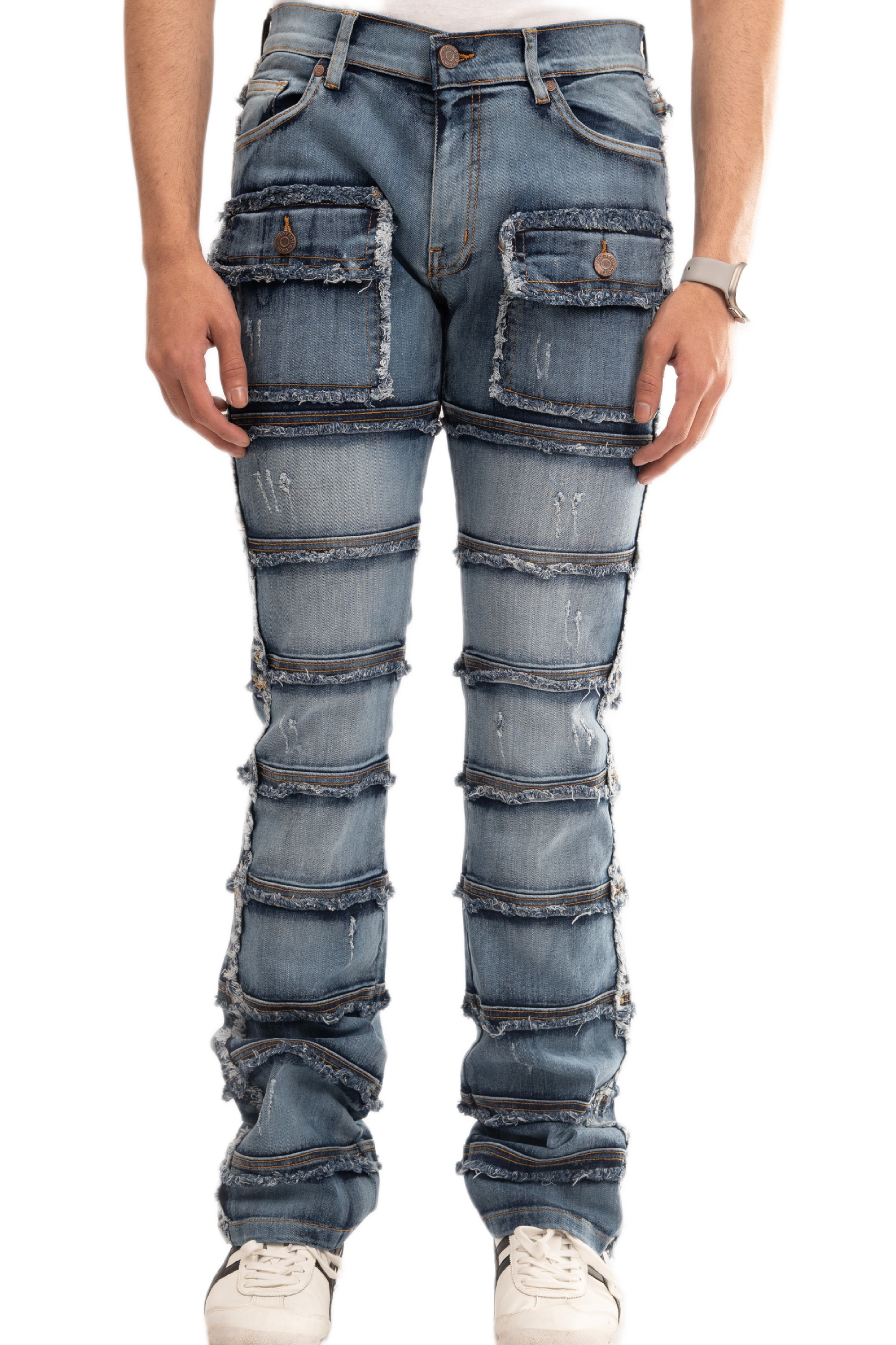 NOVASTILE M5 Rhinestone Jeans - Blue