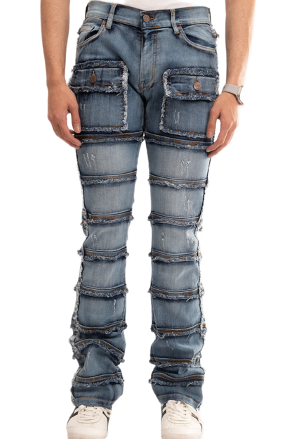 NOVASTILE M5 Rhinestone Jeans - Blue