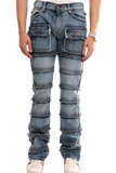 NOVASTILE M5 Rhinestone Jeans - Blue