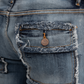 NOVASTILE Slim fit Straight leg Stretch Denim Jeans Cargo Pockets Distressed All Over Frayed Ripped Patchwork Stacked Design Streetwear Light Wash Statement Pants For Men M5 Blue 34