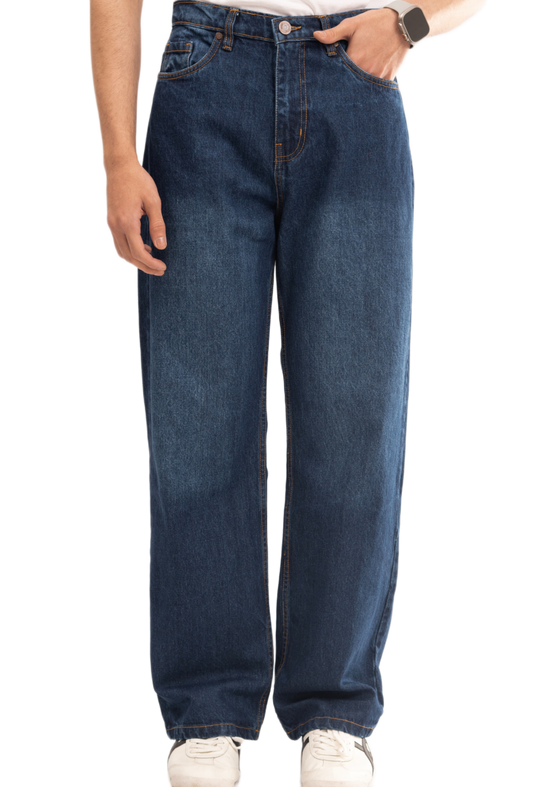 BTEXPERT Distressed Denim Jeans Classic Clean Minimal Design Everyday Casual Comfort Loose Fit Straight Leg Basic Essential Pants Light Wash M6 Blue 38
