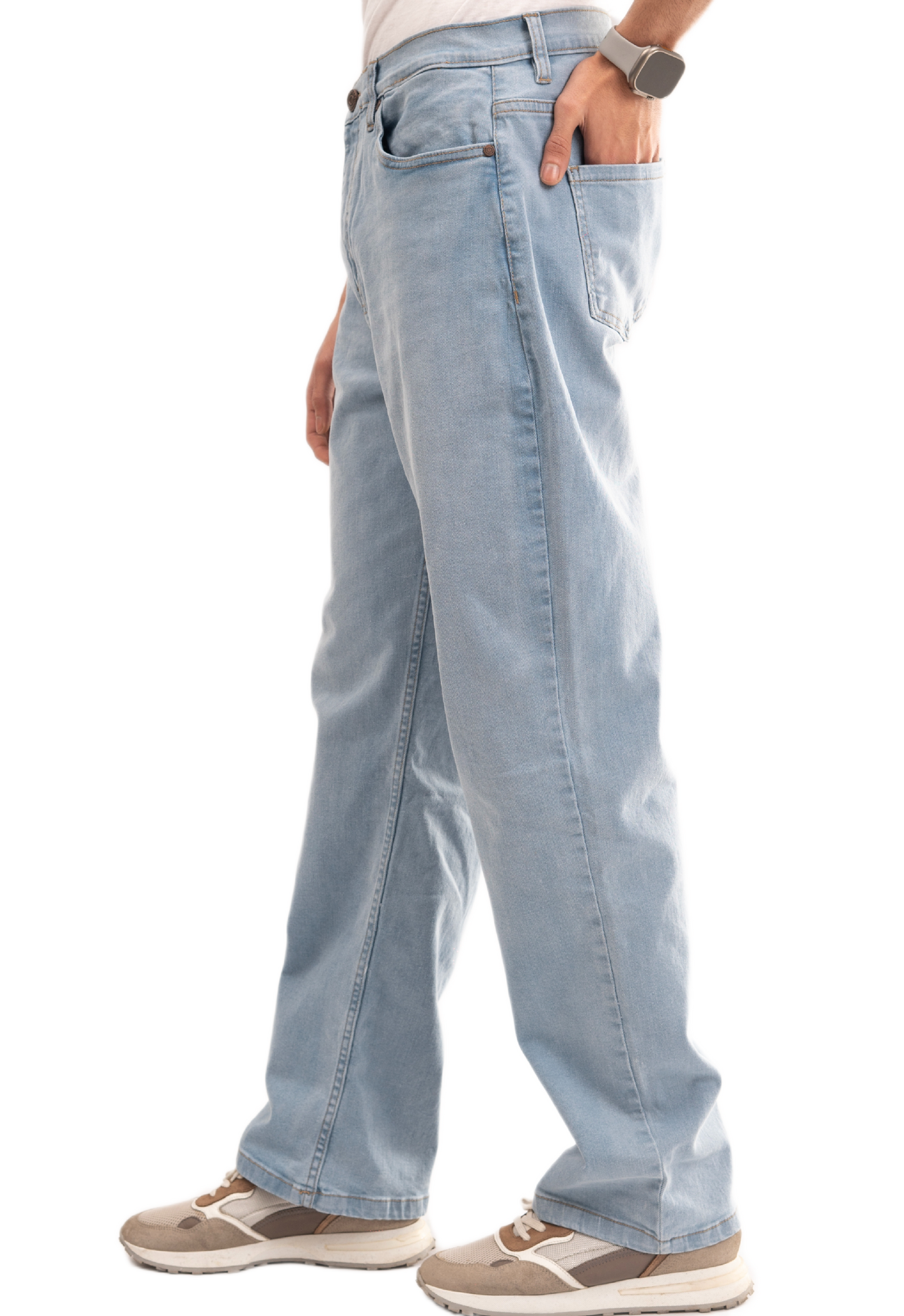NOVASTILE Distressed Relaxed STRAIGHT Fit Stretch Denim Jeans Classic Clean Minimal Design Everyday Casual Comfort Versatile Basic Denim Pants Light Wash Streetwear M7 Light Blue 28