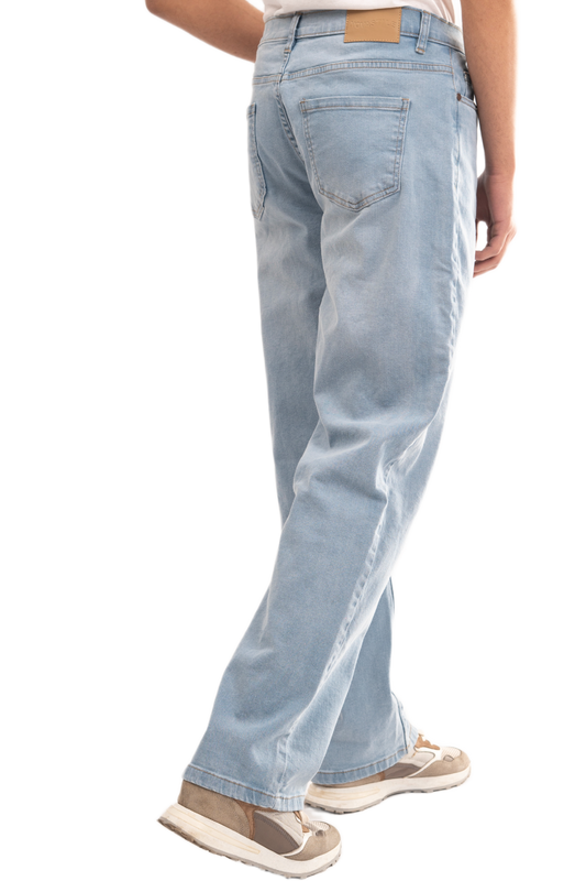 BTEXPERT Distressed Relaxed STRAIGHT Fit Stretch Denim Jeans Classic Clean Minimal Design Everyday Casual Comfort Versatile Basic Denim Pants Light Wash Streetwear M7 Light Blue 38
