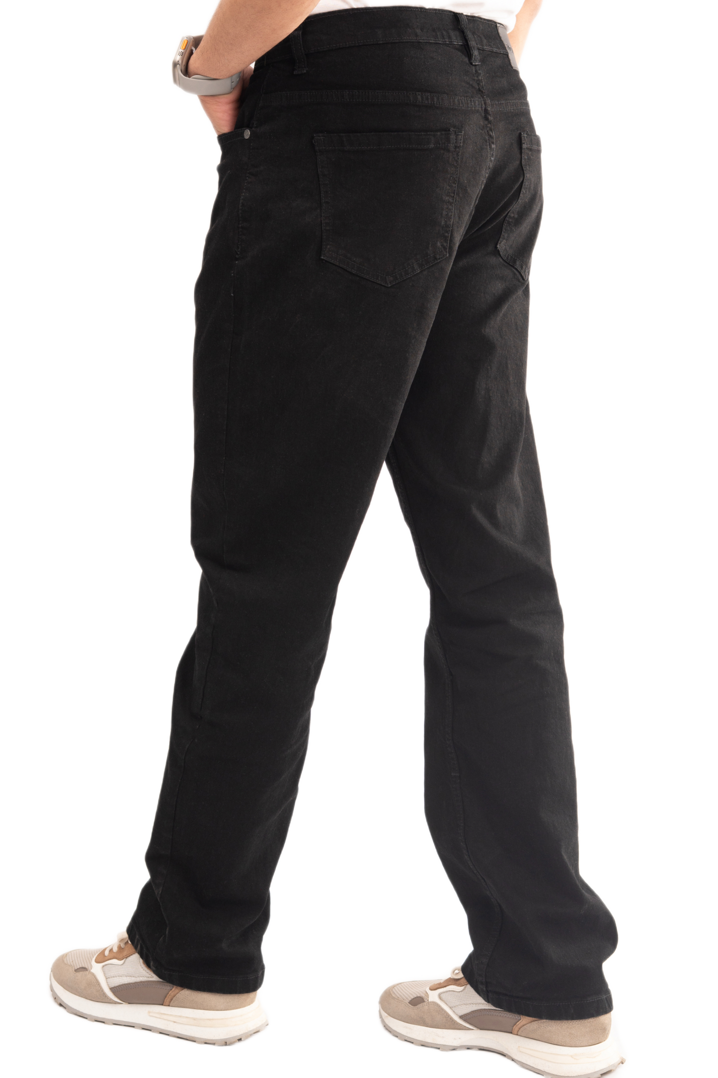 NOVASTILE Distressed Relaxed Straight Fit Stretch Denim Jeans Classic Clean Minimal Design Everyday Casual Comfort Versatile Basic Straight Leg Denim Pants Jet Black Streetwear M7 Black 28