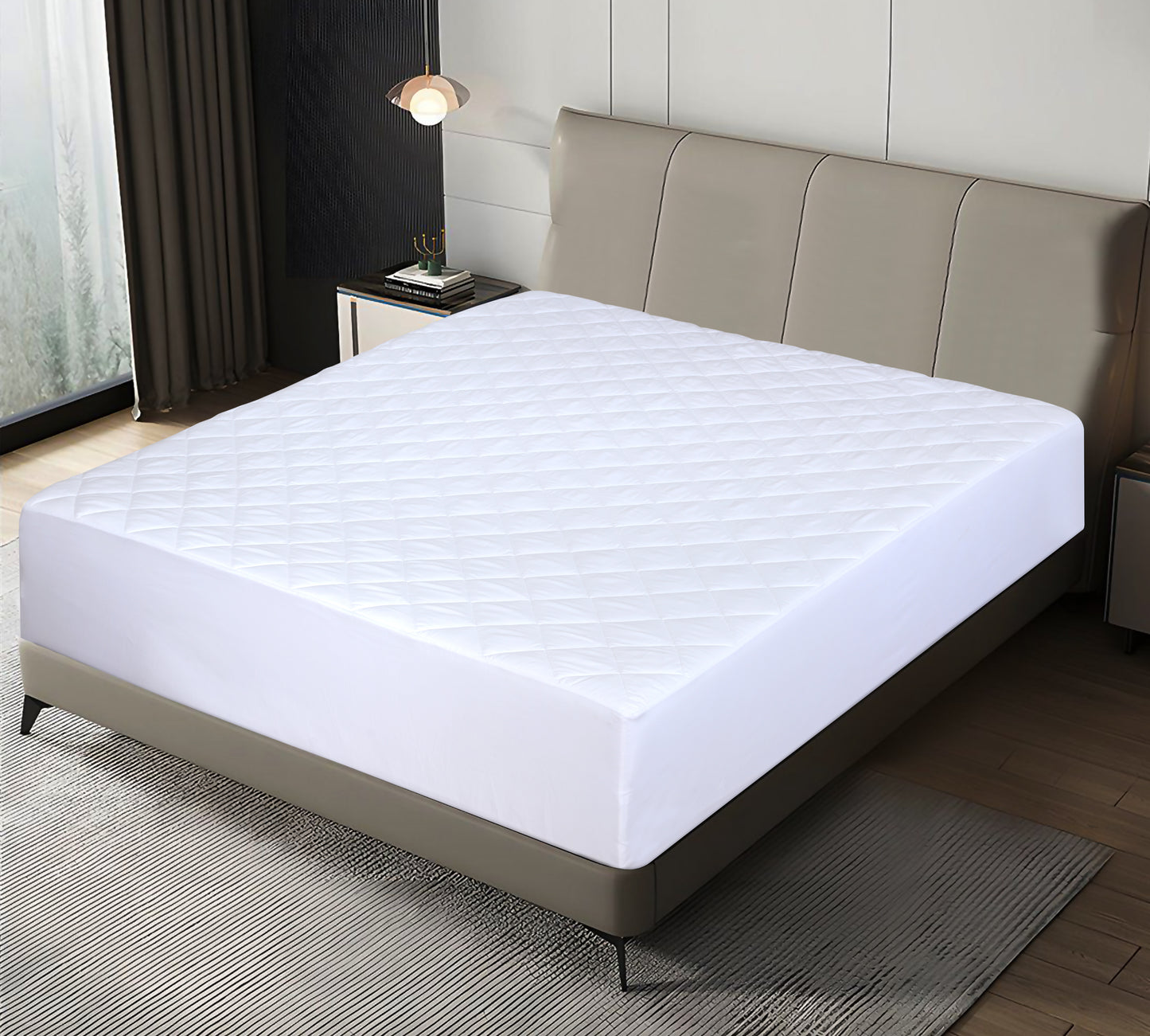 NOVASTILE 100 GSM Quilted Fitted Queen Mattress Pad, Soft & Elastic Fit Mattress Protector 60x80 Inches,Stretches upto 18 Inches Deep and durable White Fiberfill Polyester