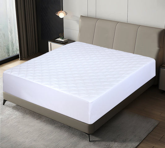 BTEXPERT 100 GSM Quilted Fitted Queen Mattress Pad, Soft & Elastic Fit Mattress Protector 60x80 Inches,Stretches upto 18 Inches Deep and durable White Fiberfill Polyester