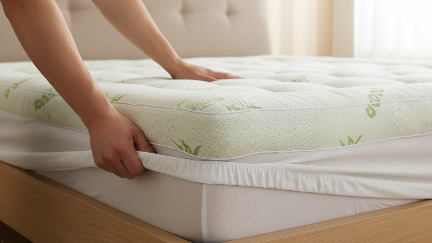 Queen Bamboo Pillow Top Mattress Topper 60x80 Inches – 550 GSM Cooling Mattress Pad Cover, Soft Breathable & Deep Pocket Fitted (8–20”) – Plush Comfort for Back Pain Relief